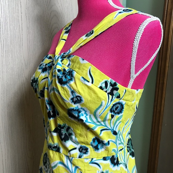 Topshop Sunshine Yellow and Blue Floral Dress Sz 8 - Picture 4 of 5